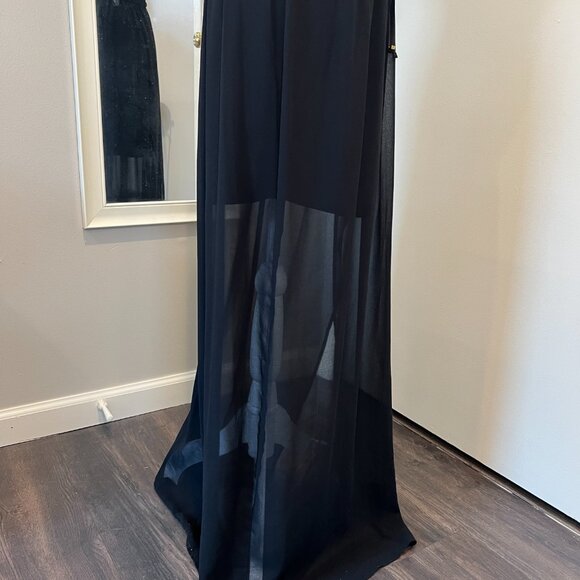 NWT Guess Black Double Strap Chiffon Maxi Dress, Size Large - Picture 10 of 16